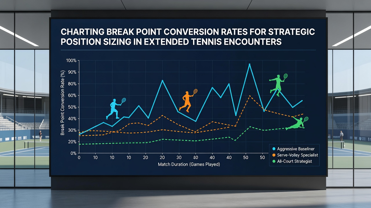 Detailed chart displaying break point conversion trends across multiple sets in a long tennis match