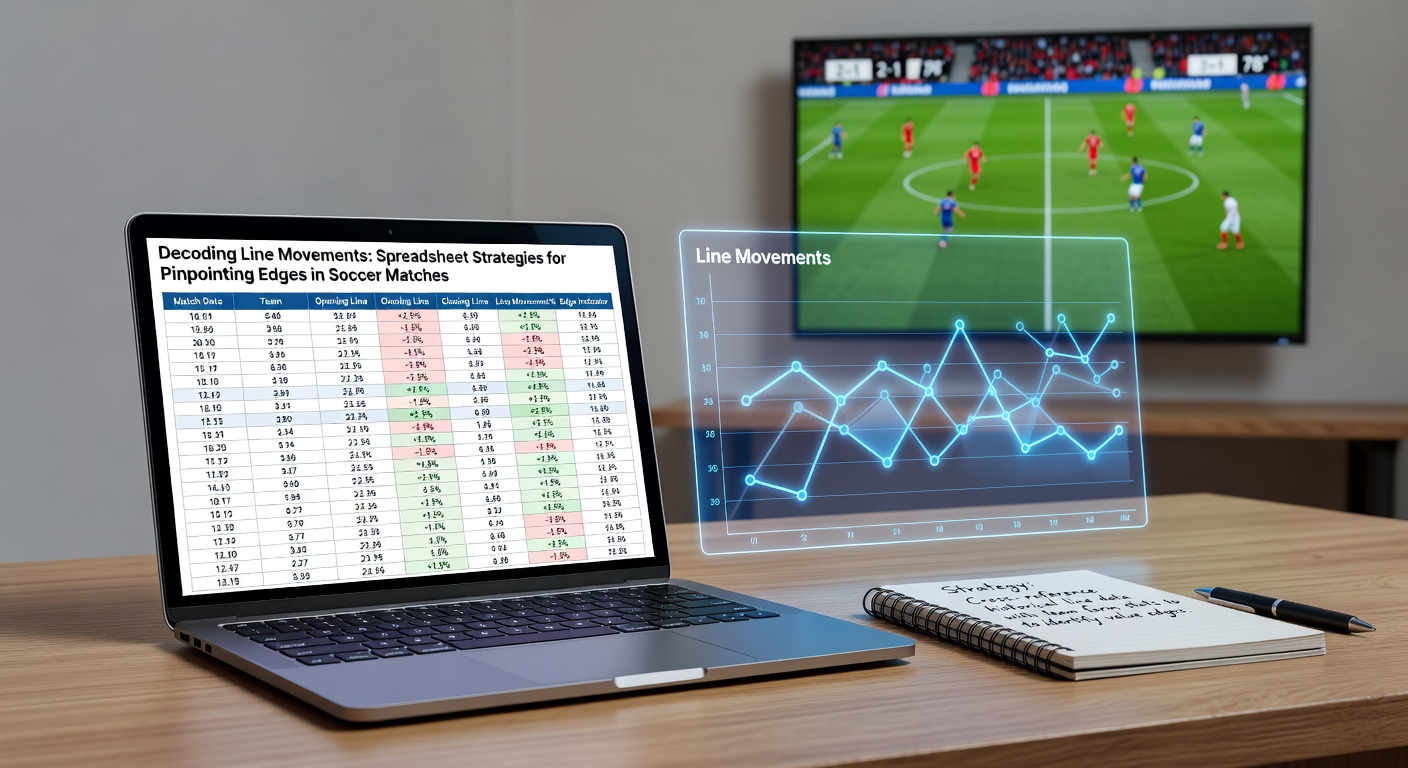 Spreadsheet dashboard tracking real-time odds shifts across multiple sportsbooks for a Premier League soccer match, highlighting reverse line movements with color-coded cells