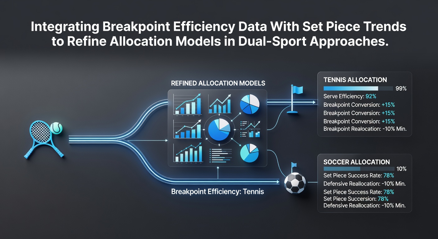 Data visualization dashboard showing breakpoint efficiency charts alongside football set-piece trend graphs used for allocation modeling