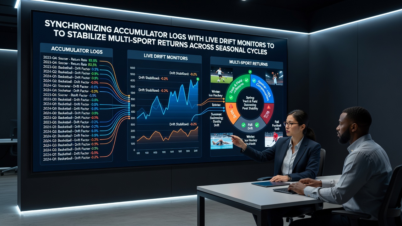 Diagram showing accumulator log synchronization with live drift monitors across tennis and football seasons