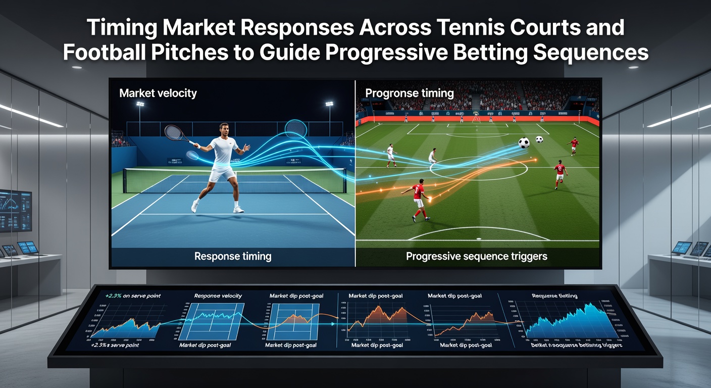 Tennis court and football pitch side by side showing dynamic odds movement charts overlaid on live match action