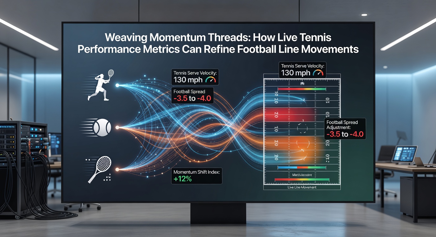 Football match odds screen displaying live line movements alongside tennis performance data dashboard